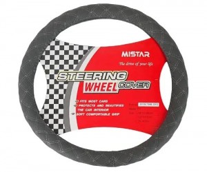 Оплетка руля (M) 37-39см серая кожаная MISTAR MIS2013LT05EGYM MISTAR