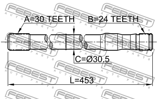 Вал привода TOYOTA LAND CRUISER 100 FZJ10,HDJ100,HZJ105,UZJ100 19­98.01-2007.09  0112-LC80RH FEBEST
