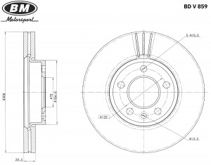 Диск тормозной вентилируемый (1шт.) BDV859 BDV859 BM MOTORSPORT