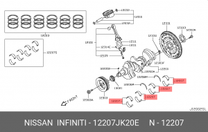12207JK20E ВКЛАДЫШ КОМПЛЕКТ 12207-JK20E NISSAN