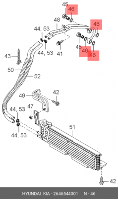 Прокладка HYUNDAI KIA трубки масляной OE 2646544001 HYUNDAI KIA