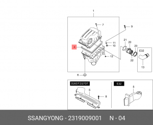 Фильтр воздушный SSANGYONG Actyon (06-),Kyron (05-),Actyon Sports (06-) (D20/27, 2319009001 SSANG YONG