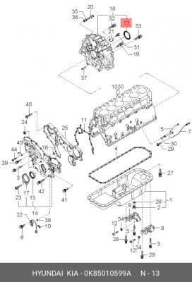 Сальник коленвала HYUNDAI HD120,AeroTown дв.D6DA19/22 задний (106х126х12) OE 0K85010599A HYUNDAI KIA