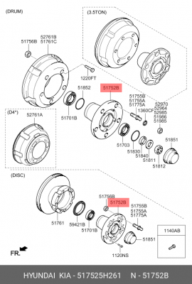 Ступица HYUNDAI HD72,78 (04-) колеса переднего (c АБС) OE 517525H261 HYUNDAI KIA
