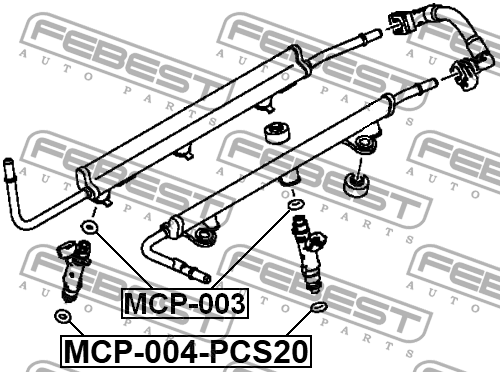 Кольцо уплотн форсунки MITSUBISHI LANCER 08- (20 шт. в упаковке) MCP-004-PCS20 MCP-004-PCS20 FEBEST