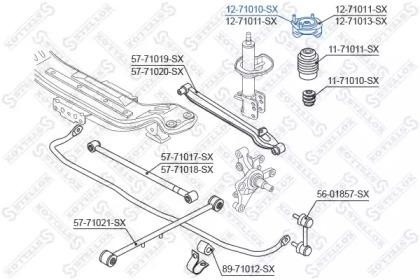опора амортизатора заднего правого! 4 шпильки Mazda 626 all 92-97 4 door 12-71010-SX STELLOX