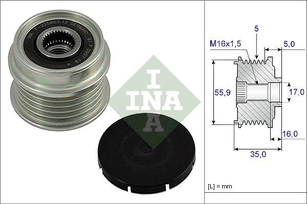 Шкив генератора AUDI A4 (B5), VW PASSAT (3B2) 1.9TDI 535000410 535 0004 10 INA