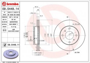 09.5449.14 диск тормозной передний!\Nissan Primera 1.6/2.0/2.0D 88> 09.5449.14 BREMBO