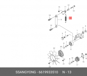Пружина SSANGYONG Korando,Musso,Rexton (02-) (OM600) натяжителя ремня приводного 6619933510 SSANG YONG