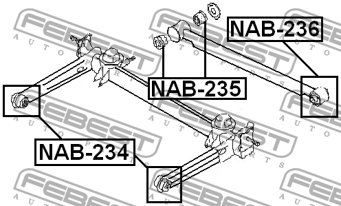 Сайлентблок задней балки NAB-234 FEBEST