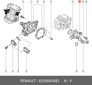 термостат!\ Renault Clio/Kangoo/Twingo 1.0-1.2i 97> 8200660882 RENAULT