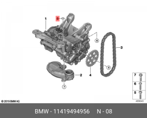 11419494956 Уплотнительное кольцо !OLPUMPE \BMW 1' F20 LCI, F21, F40, F52, 2' F2 11 41 9 494 956 BMW