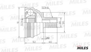 ШРУС наружный AUDI A3/VW G5/PASSAT/TOURAN/CADDY/SKODA OCTAVIA 1.4-2.0 03- (GKN 3 GA20025 MILES