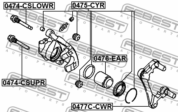 Скоба суппорта задняя MITSUBISHI OUTLANDER 06-12, LANCER CY 0477C-CWR 0477C-CWR FEBEST