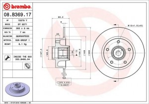 Диск тормозной (с подшипником) 08.B369.17 08.B369.17 BREMBO