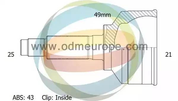 12-231973_шрус 25/49mm/21 43 Opel Agila 1.3CDTI 04-> 12231973 ODM MULTIPARTS