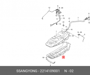 Защита SSANGYONG Actyon (06-),Kyron (05-),Rexton (06-) (D20/27) бака топливного  2214109001 SSANG YONG
