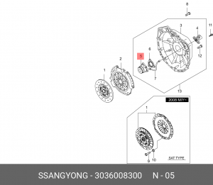 Подшипник выжимной SSANGYONG Rexton (08-) (D27,E23) гидравлический OE 3036008300 SSANG YONG
