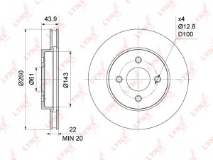 Диск тормозной передний (260x22) BN-1115 LYNXAUTO