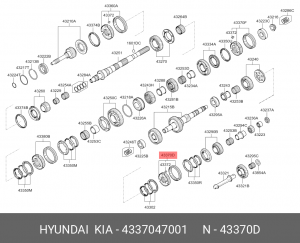 Синхронизатор HYUNDAI HD35 (17-) 5,6-й передачи (обойма+ступица) OE 4337047001 HYUNDAI KIA