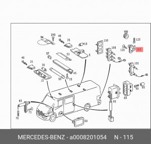 Выключатель концевой MERCEDES Sprinter двери OE A 000 820 10 54 MERCEDES BENZ