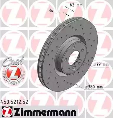 диск тормозной !Sport перед. 380x34/62-5x120 \ Land Rover RangeRover 3.0TD 4x4/4 450521252 ZIMMERMANN