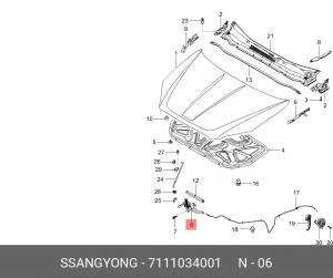 Замок капота SSANGYONG Actyon (10-) OE 7111034001 SSANG YONG