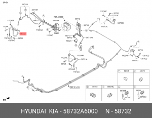 Шланг тормозной передний правый 58732A6000 HYUNDAI KIA