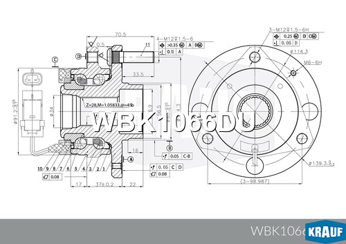 Ступица в сборе [перед, MSR, Kit] CHEVROLET Epica/Evanda, DAEWOO Evanda/Magnus/T WBK1066DU KRAUF