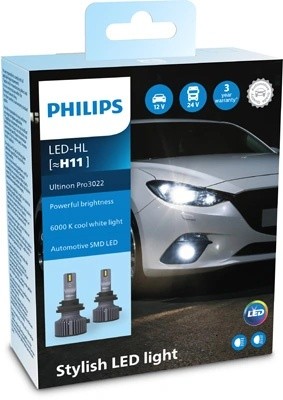 Лампа светодиодная 12/24V H11 PGJ19-2 6000K (2шт.) Ultinon Pro3022 LED HI/LO PHI 11362U3022X2 PHILIPS