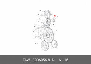 Шайба FAW J6 шестерни распредвала промежуточной OE 1006056-81D FAW