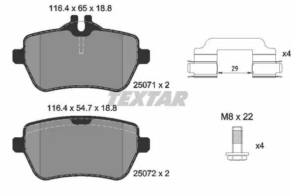Колодки тормозные MERCEDES SL (R231) (12-) задние (4шт.) TEXTAR 2507103 TEXTAR