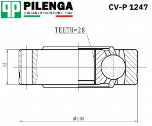 ШРУС передний внутренний левый VAG VW T5 CV-P1247 CV-P1247 PILENGA