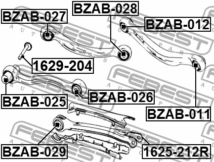 Сайлентблок задн подвески MERCEDES W204/W212/W213 BZAB-026 BZAB-026 FEBEST