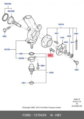 Шпилька колеса FORD Transit переднего OE 1 370 439 FORD