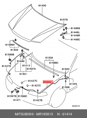 Трос капота MITSUBISHI Lancer (95-) OE MR185813 MITSUBISHI