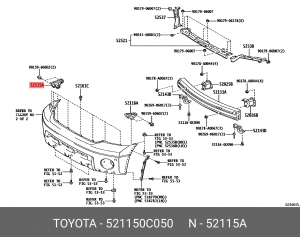 кронштейн бампера! переднего боковой, правый\ Toyota Tundra 06-07 52115-0C050 TOYOTA