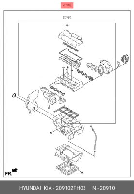 комплект прокладок двигателя!\ Hyundai, Kia 209102FH03 MOBIS