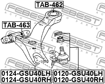 Рычаг подвески 0124-GSU40RH 0124-GSU40RH FEBEST
