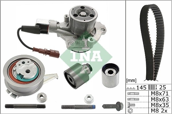 Комплект ГРМ VW Golf (09-),T6 AUDI A4,A5,A6,Q3,Q5 (11-) (1.6/2.0 TDI) с помпой I 530 0650 30 INA