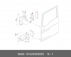 Шарнир дверной слева вверху MAN 81626905005 MAN