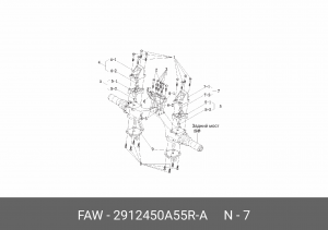 Кронштейн FAW J6,3250 6х6 рессоры задней задний правый OE 2912450A55RA FAW