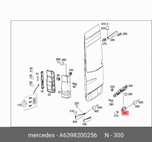 Фонарь освещения знака номерного MERCEDES Viano (W639) OE A6398200256 MERCEDES BENZ