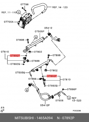 Кольцо уплотнительное MITSUBISHI Colt (05-12) форсунки топливной OE 1465A094 MITSUBISHI