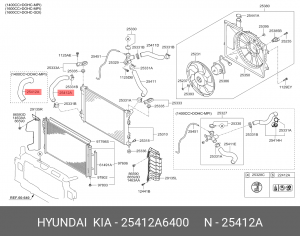Шланг системы охлаждения HYUNDAI/KIA 25412A6400 HYUNDAI KIA