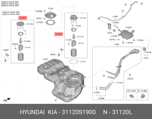 ТОПЛИВНЫЙ НАСОС ЦЕНТРОБЕЖНОГО ТИПА 31120-S1900 31120S1900 HYUNDAI KIA