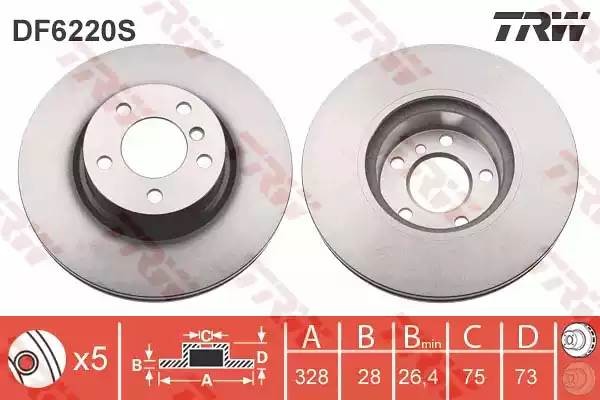 Диск тормозной передний BMW X3 F25 DF6220S DF6220S TRW
