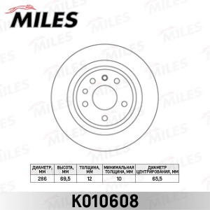 Диск тормозной задний D286мм. OPEL OMEGA B 94-03 (TRW DF2714) K010608 K010608 MILES