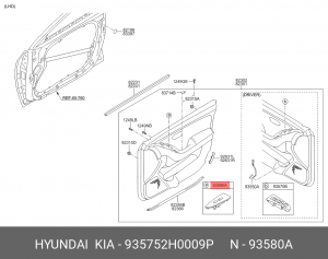 Выключатель электростеклоподъемника HYUNDAI Elantra (06-) правый OE 935752H0009P HYUNDAI KIA
