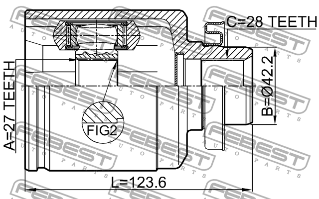 Шрус внутренний правый 27x42.2x28 2211-GHRH FEBEST